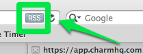 In Safari, click on the Rss feed buttin in the URL bar